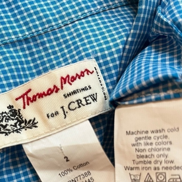 Thomas Mason for J.Crew blue micro-check buttondown shirt *shop@iamwarrior - Picture 8 of 9